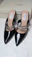 Jimmy Choo Women's Black Rhinestone Pointed-Toe Mule Heels - 1