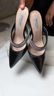 Jimmy Choo Women's Black Rhinestone Pointed-Toe Mule Heels - 2