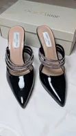 Jimmy Choo Women's Black Rhinestone Pointed-Toe Mule Heels - 3