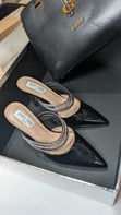 Jimmy Choo Women's Black Rhinestone Pointed-Toe Mule Heels - 4