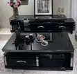 Luxury 2-Piece Black High-Gloss TV Stand & Coffee Table Set - 2