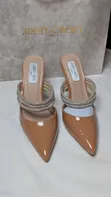 Jimmy Choo Nude Rhinestone Pointed-Toe Mules - Size 38 - 1