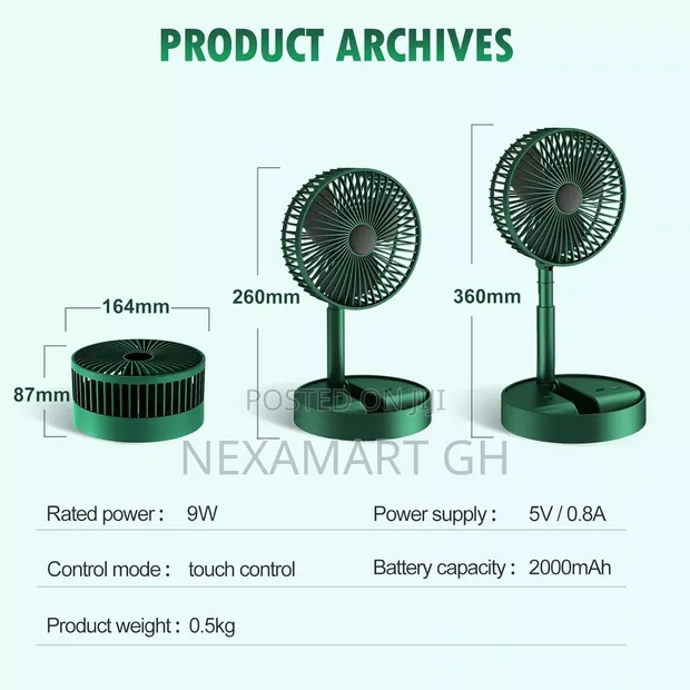Rechargeable Adjustable Desk Fan - 1