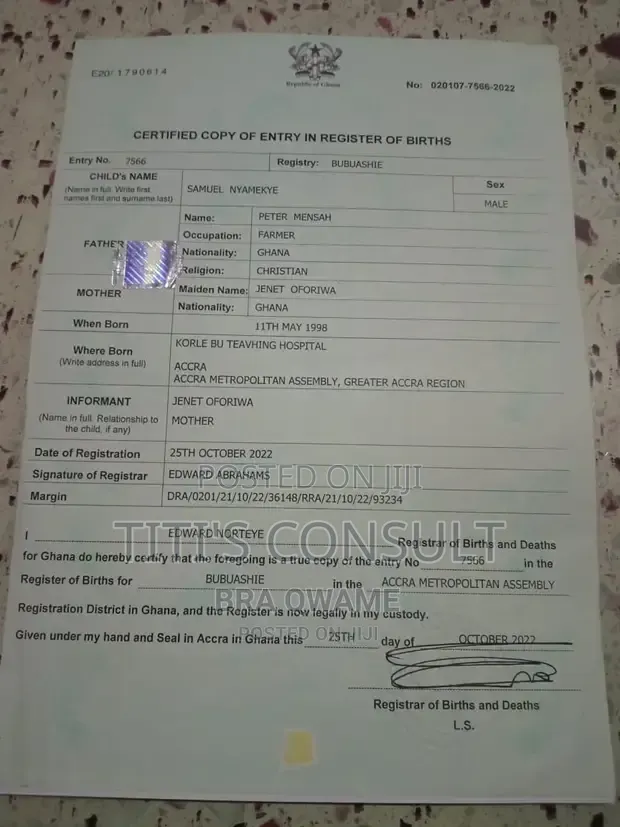 Birth Certificate Registration Services - 1