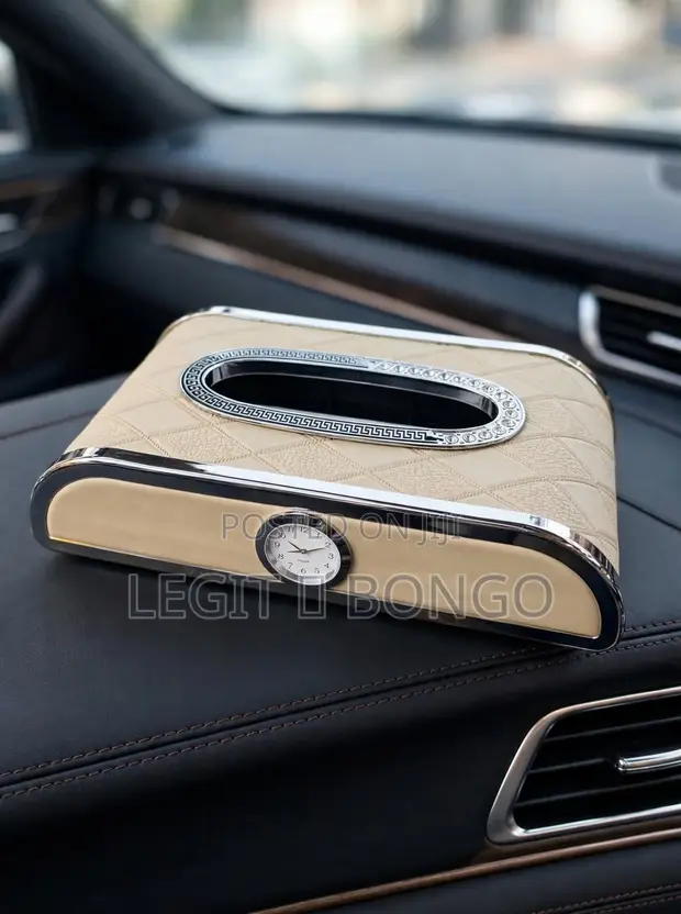 Luxury Car Tissue Box with Clock - 1