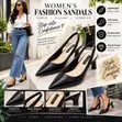 Women's PU Single Strap Sandals with Chunky Heel - 1