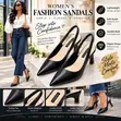 Women's PU Single Strap Sandals with Chunky Heel - 2