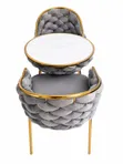 Modern Tufted Accent Chair - Dark Grey & Gold - 1
