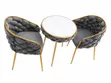 Modern Tufted Accent Chair - Dark Grey & Gold - 2