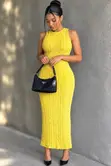 Fashion Women's Casual Knitted Sleeveless Round Neck Dress - 2