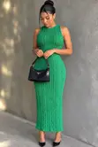 Fashion Women's Casual Knitted Sleeveless Round Neck Dress - 3