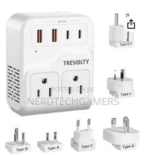 Trevolty 7-in-1 European Travel Adapter with PD 45W