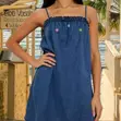Denstyle Trendy Floral Embroidered Denim Mini Dress - 1