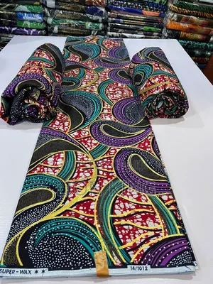 African Print Fabric with Glitter and Stones