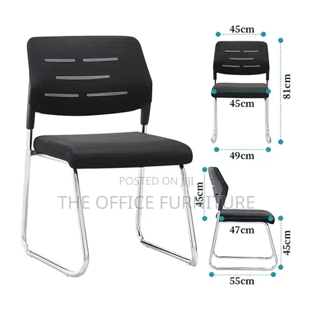 Black Mesh Visitor Chair with Chrome Sled Base - 1