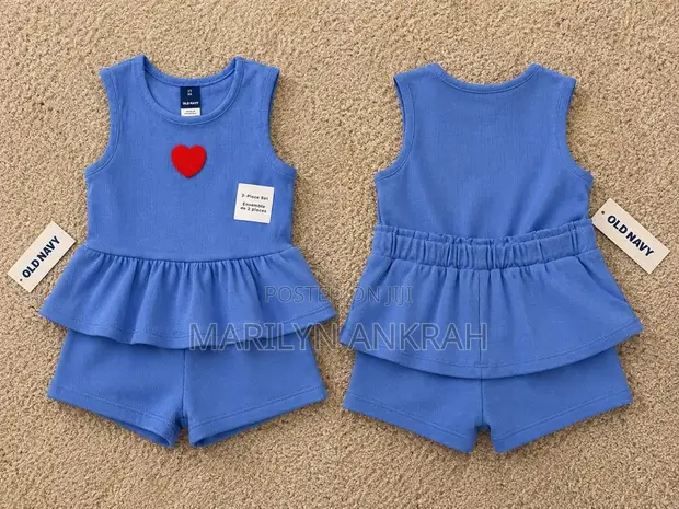 Old Navy Blue Ribbed 2 Piece Girls Set - 1