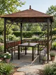 3x3m Outdoor Metal Summer Hut with Benches - 1