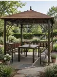 3x3m Outdoor Metal Summer Hut with Benches - 3