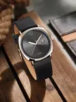 Tomi Men's Minimalist Calendar Leather Casual Quartz Watch - 3