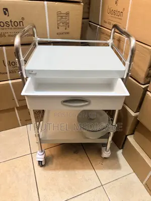 ABS/Stainless Steel Medicine Trolley (2 Steps, Double Drawer)