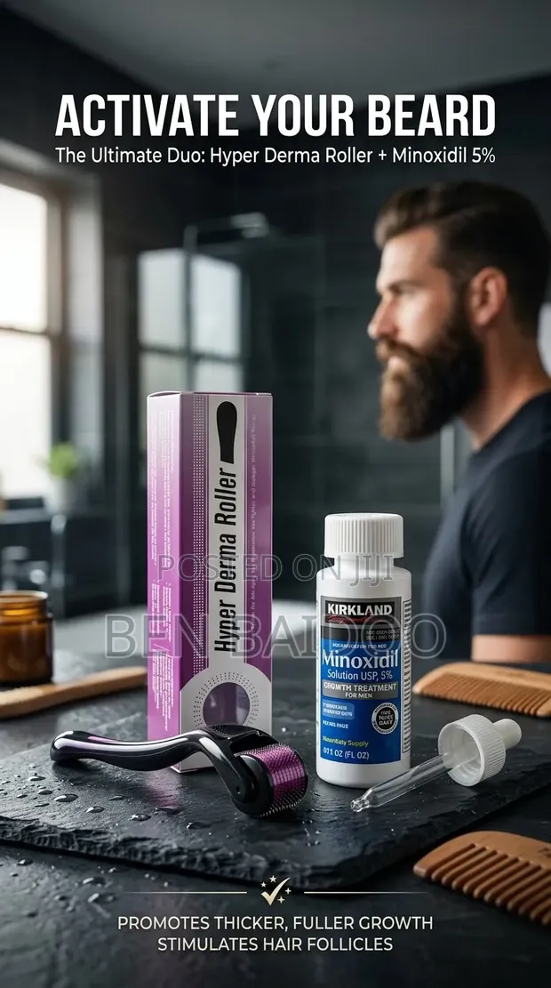 Kirkland Minoxidil & Hyper Derma Roller for Hair Growth - 1
