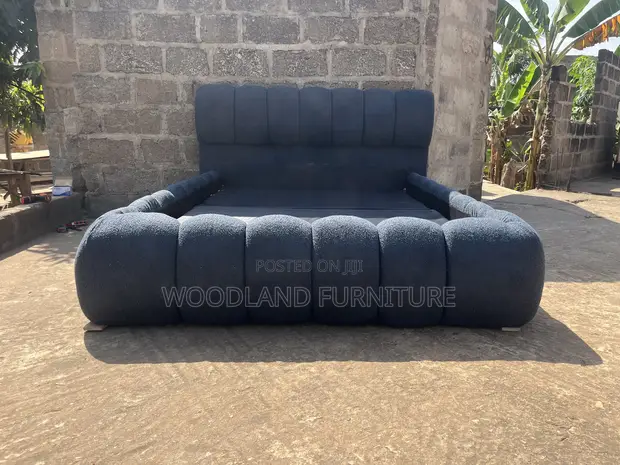 Double Bed - Woodland Furniture Deep Navy Cloud Bed - 1