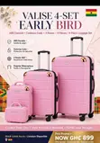 Early Bird 4-in-1 Pink Luggage Set - 4 Wheels + Code Lock - 2