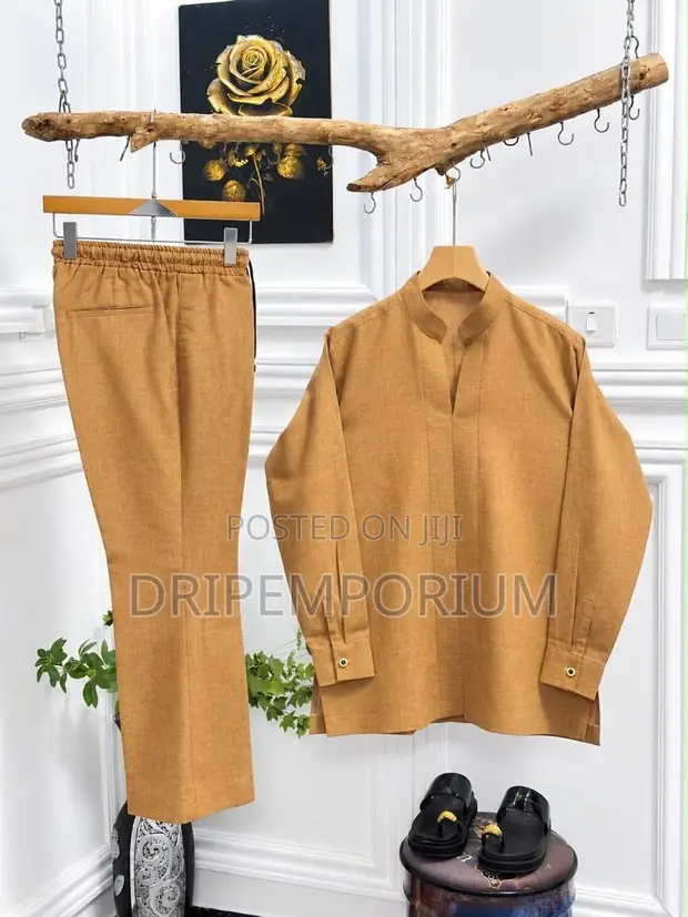 Tight Line Clothing Linen Kaftan Set - Peach - 1