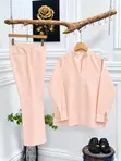 Tight Line Clothing Linen Kaftan Set - Peach - 2