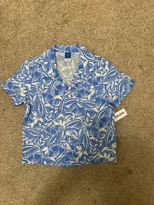 Old Navy Toddler Short Sleeve Button Down Shirt - Blue, Size 3T