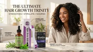 Rosemary Oil, Biotin & Derma Roller Set for Hair Growth