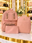 Quality 3-in-1 Women's Backpack Set with Gold-Toned Studs - 1