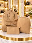 Quality 3-in-1 Women's Backpack Set with Gold-Toned Studs - 3