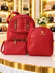 Quality 3-in-1 Women's Backpack Set with Gold-Toned Studs - 4