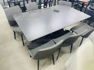 6 Seater Marble Dining Set (Black Marble)