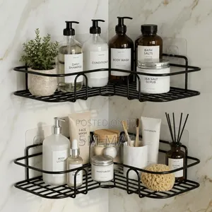 2PCS Black Wall Mounted Corner Shelf