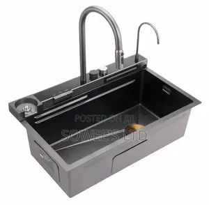 Premium Black Double-Bowl Kitchen Sink with Multifunction Faucet