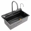 Premium Black Double-Bowl Kitchen Sink with Multifunction Faucet - 1