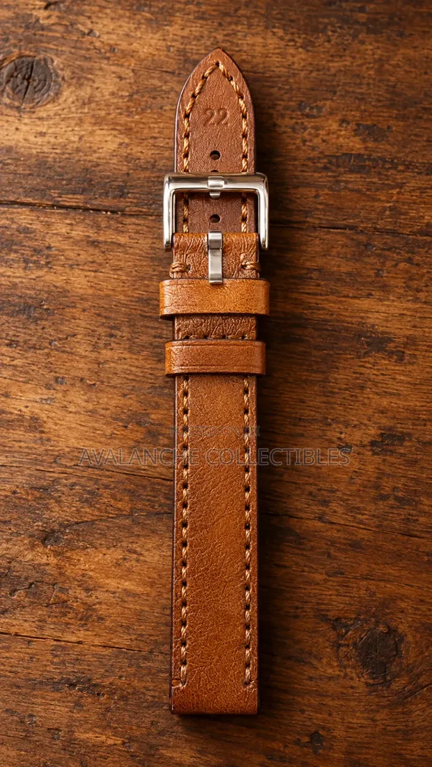 Genuine Handmade Leather Tan Watch Strap - Sizes 20, 22, 24 - 1