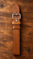 Genuine Handmade Leather Tan Watch Strap - Sizes 20, 22, 24 - 1