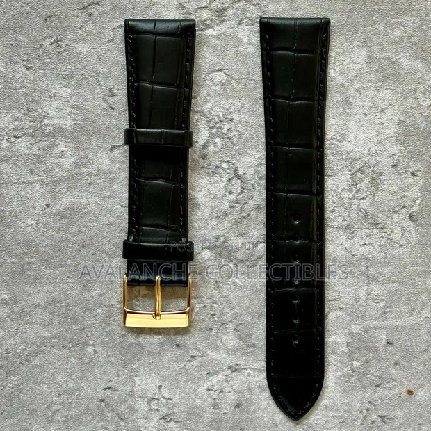 Genuine Handmade Leather Watch Straps - Black (Sizes 20, 22, 24) - 1