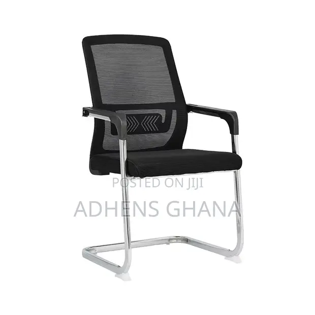 Modern Black Office Chair - Mesh Back, Chrome Frame - 1
