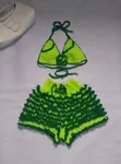 Handmade Crochet Shorts and Bra Set - Green - 2