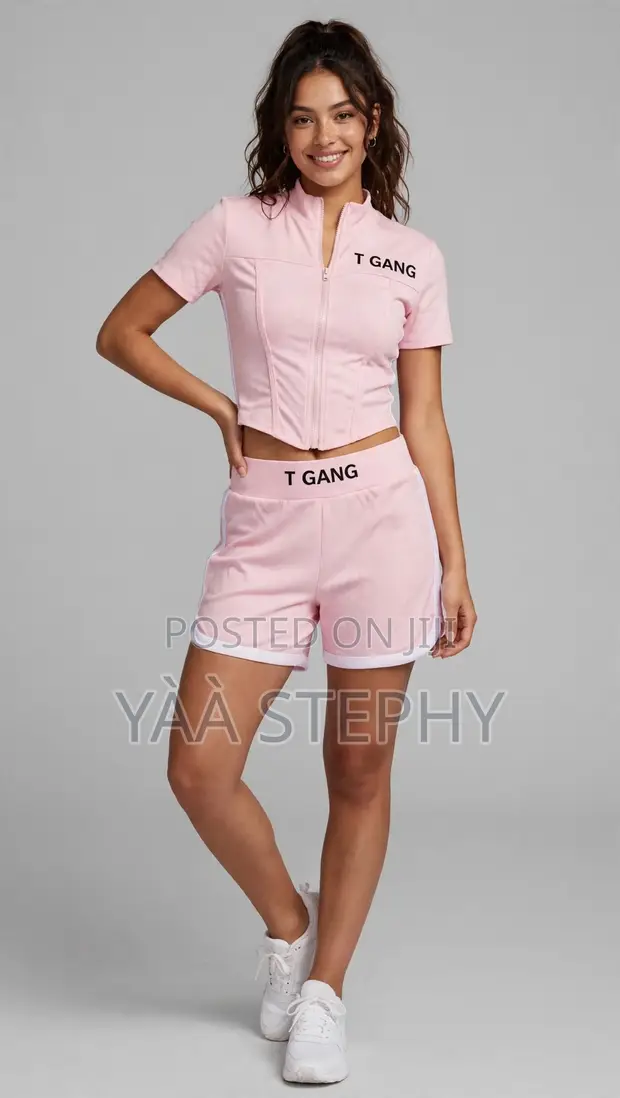 T Gang 2-Piece Activewear Set - Pink, Size M - 1