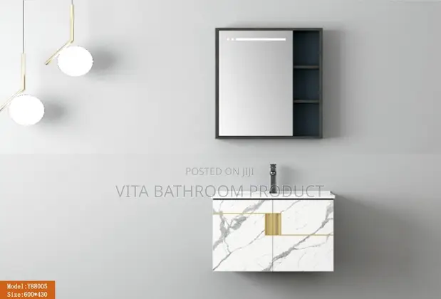 Bathroom Cabinet with LED Mirror and Basin - 1