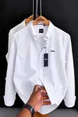 Armani Branded White Long-Sleeve Button-Down Shirt - 1