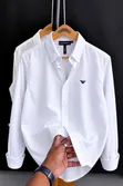 Armani Branded White Long-Sleeve Button-Down Shirt - 4