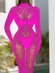 Ladies Fishnet Jumpsuit with Gloves - 2