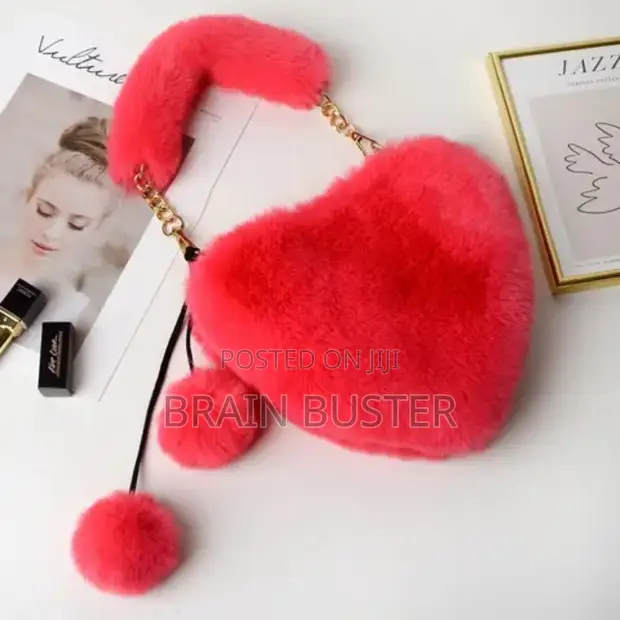 Luxury Faux Fur Heart Shaped Women Handbag - 1