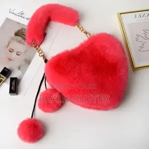 Luxury Faux Fur Heart Shaped Women Handbag